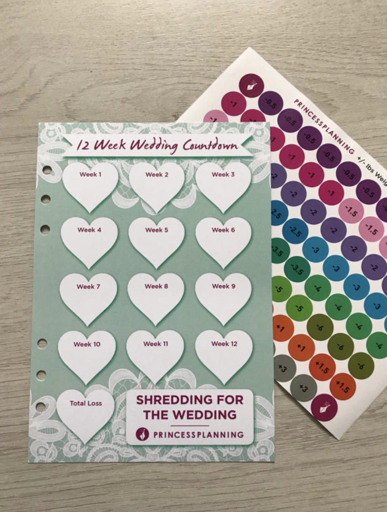 12 Week Wedding Countdown Insert With Stickers