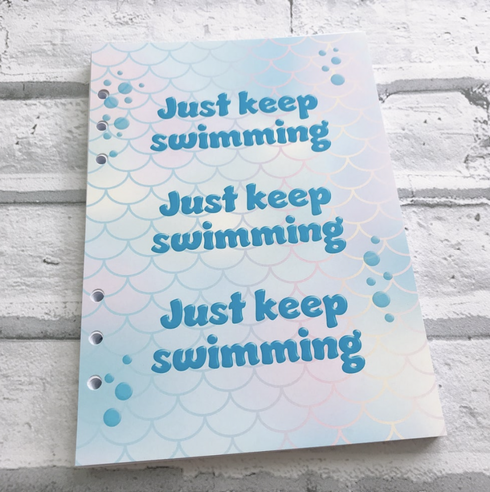 Grande Mermaid Just Keep Swimming Food Diary Planner Insert