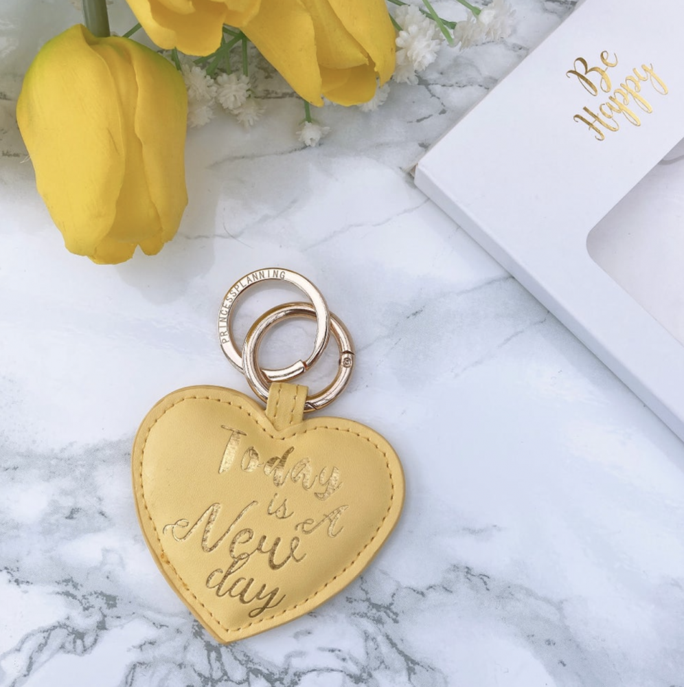 Sunshine Yellow  Today Is A New Day  Heart Keyring