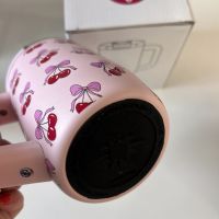 Pink Cherry Bow Reusable Insulated Travel Coffee Cup Mug 450ml