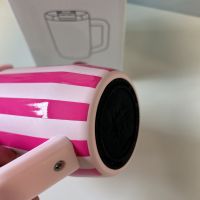 Pink Stripe Reusable Insulated Travel Coffee Cup Mug 450ml