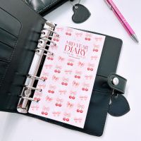 Petite Mid Year Cherry Dated Diary 26/27 Bundle - Black Quilted 