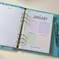 Grande 2027 Rainbow Pastel Dated Diary Blue Scallop Planner Bundle 