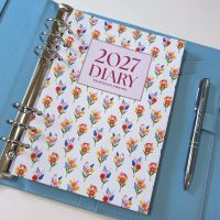Grande 2027 Floral Dated Diary Blue Scallop Planner Bundle 