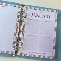 Grande 2027 Floral Dated Diary Blue Scallop Planner Bundle 