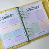 Grande 2027 Pastel Rainbow Dated Diary Lemon Scallop Planner Bundle 