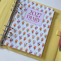 Grande 2027 Floral Dated Diary Lemon Scallop Planner Bundle 