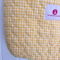 Bright Yellow Gingham Heart Quilted Tote Bag 