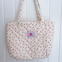 Red Heart Design Quilted Tote Bag 