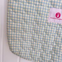 Blue   Yellow Gingham Heart Quilted Tote Bag 