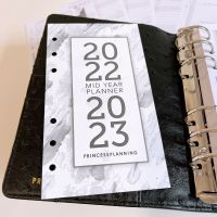 Petite 2022-2023 Mid Year/Academic Grey and White Dated Diary - Black Ostrich Planner Bundle
