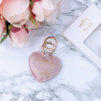 Pink Marble  Anything Is Possible  Heart Keyring