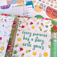 Grande Flamingo Print Fully Loaded Food Diary Planner - Every Summer Has A Story  Write Yours