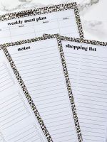 Grande Planner - Leopard Print Theme Bundle of Inserts - Shopping List  Things To Do  Note Paper and Weekly Meal Planner