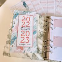 Petite 2022-2023 Mid Year/Academic Pink and Blue Dated Diary - Gert Grey Marble Planner Bundle