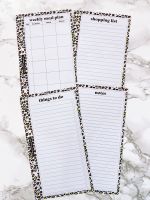 Petite Planner - Leopard Print Bundle of Inserts - Shopping List  Things To Do  Note Paper and Weekly Meal Planner