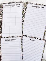 Petite Planner - Leopard Print Bundle of Inserts - Shopping List  Things To Do  Note Paper and Weekly Meal Planner